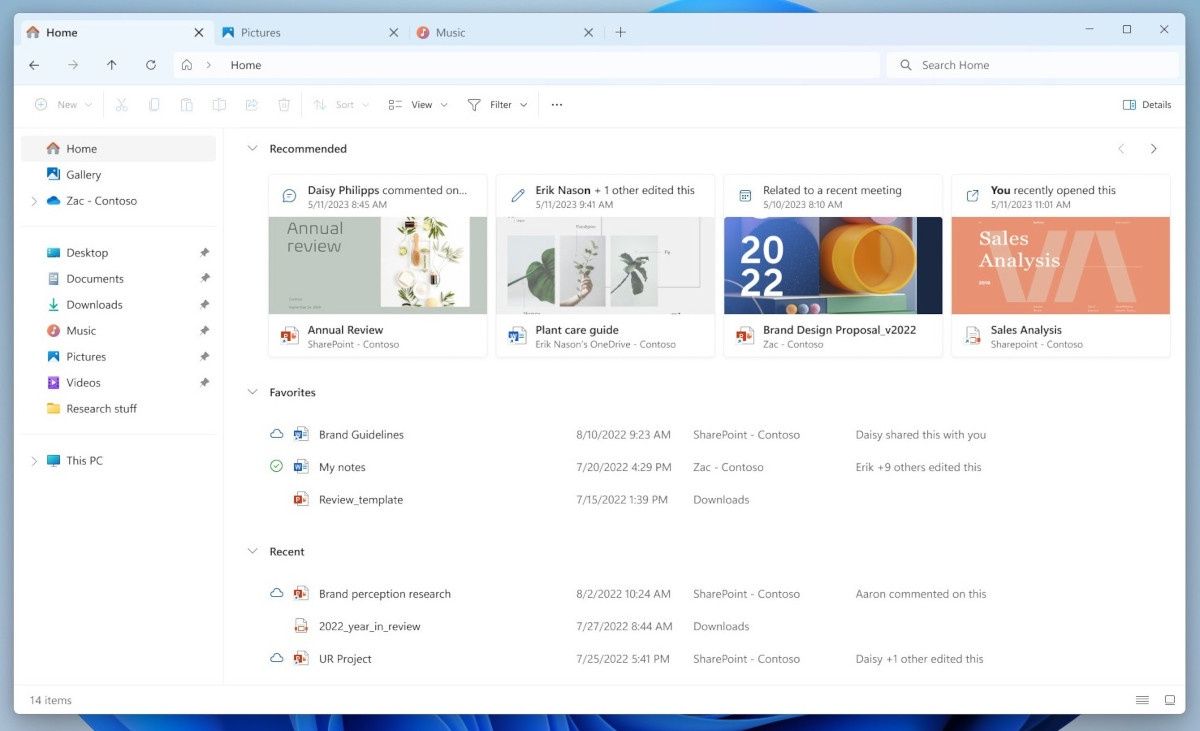 Windows 11 Eksplorator plików home