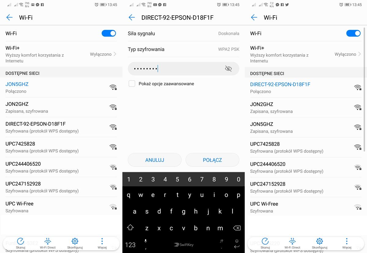 Konfiguracja Wi-Fi Direct w smartfonie