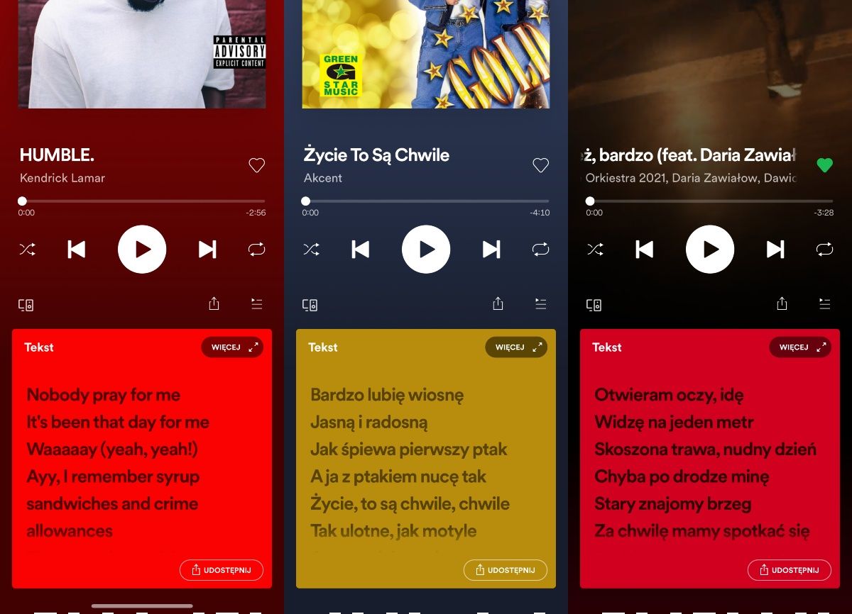 Tekst piosenek na Spotify