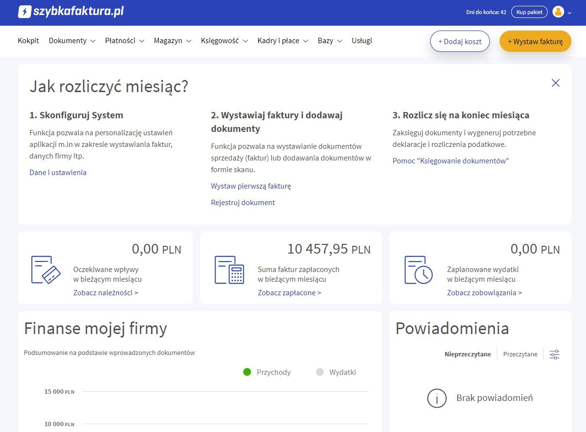 Szybkafaktura.pl kokpit