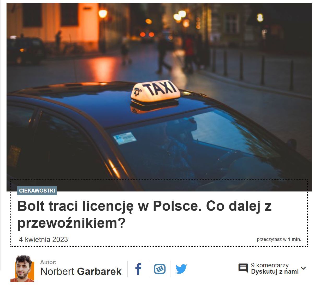 Bolt stracił licencję
