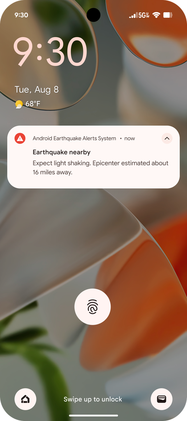 Google Android Earthquake Alerts