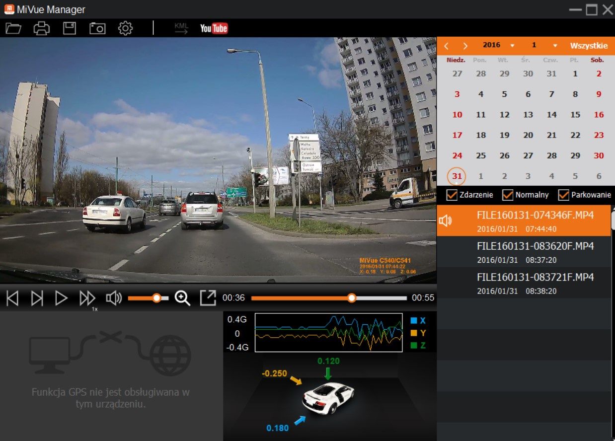 MiVue Manager - program na komputer dla kamer Mio
