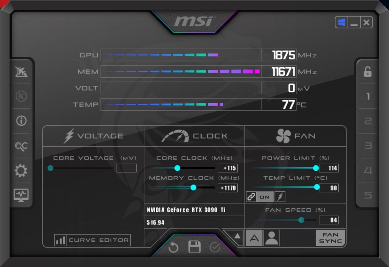 ASUS GeForce RTX 3090 Ti TUF Gamin OC - podkręcanie