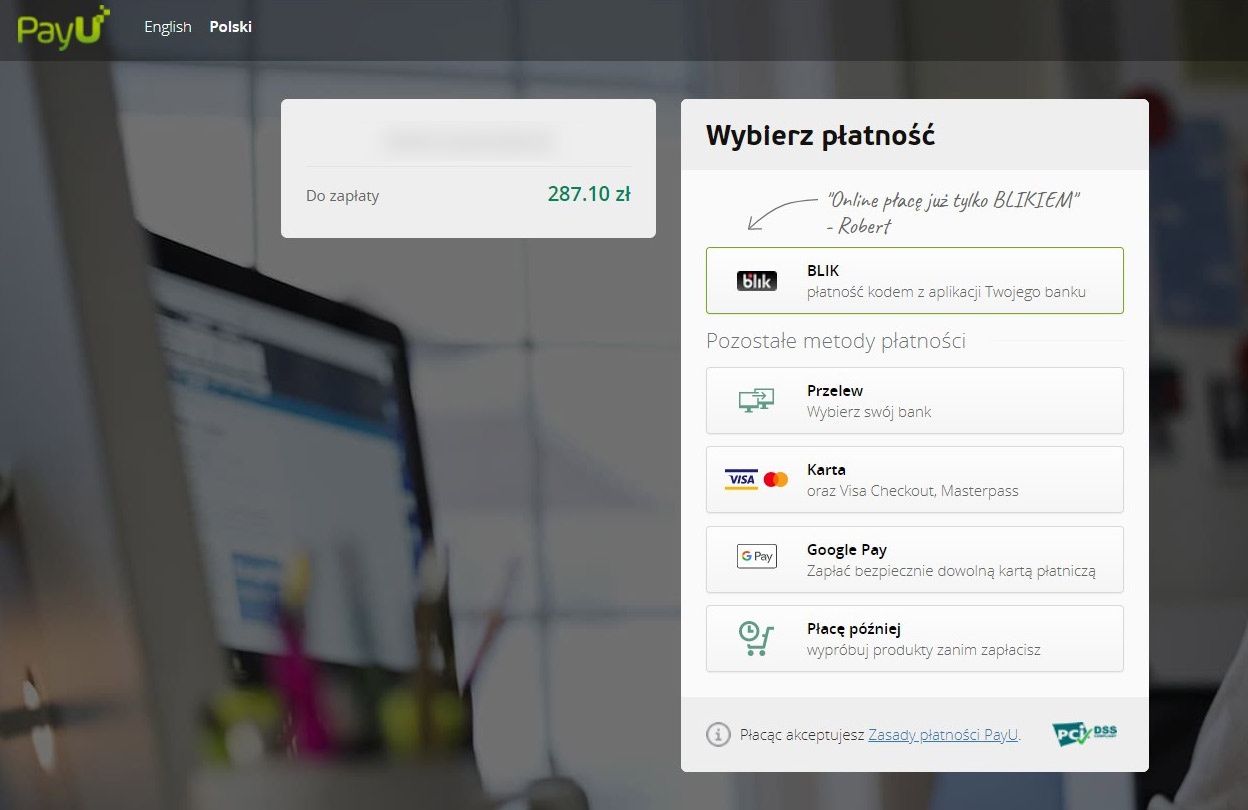 Płatność BLIK w Internecie