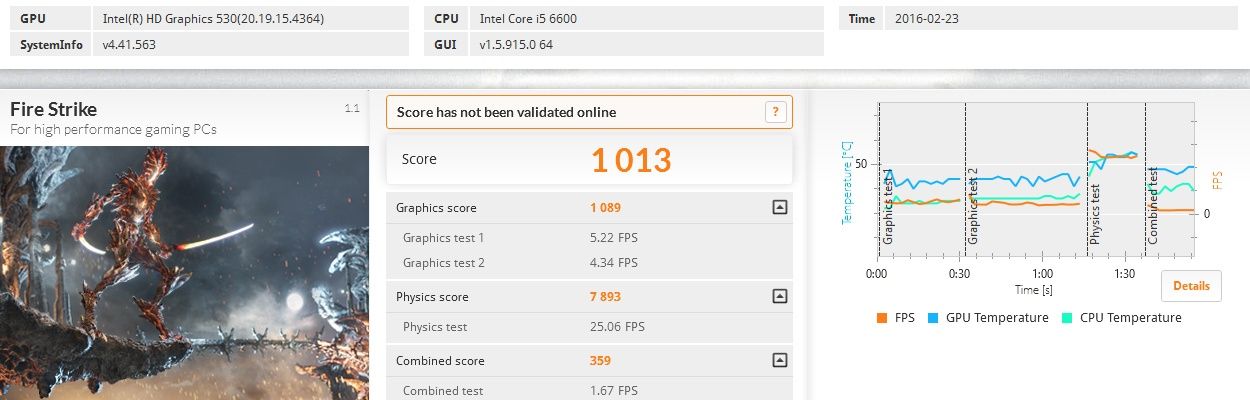 MSI B150M Mortar - 3DMark Fire Strike