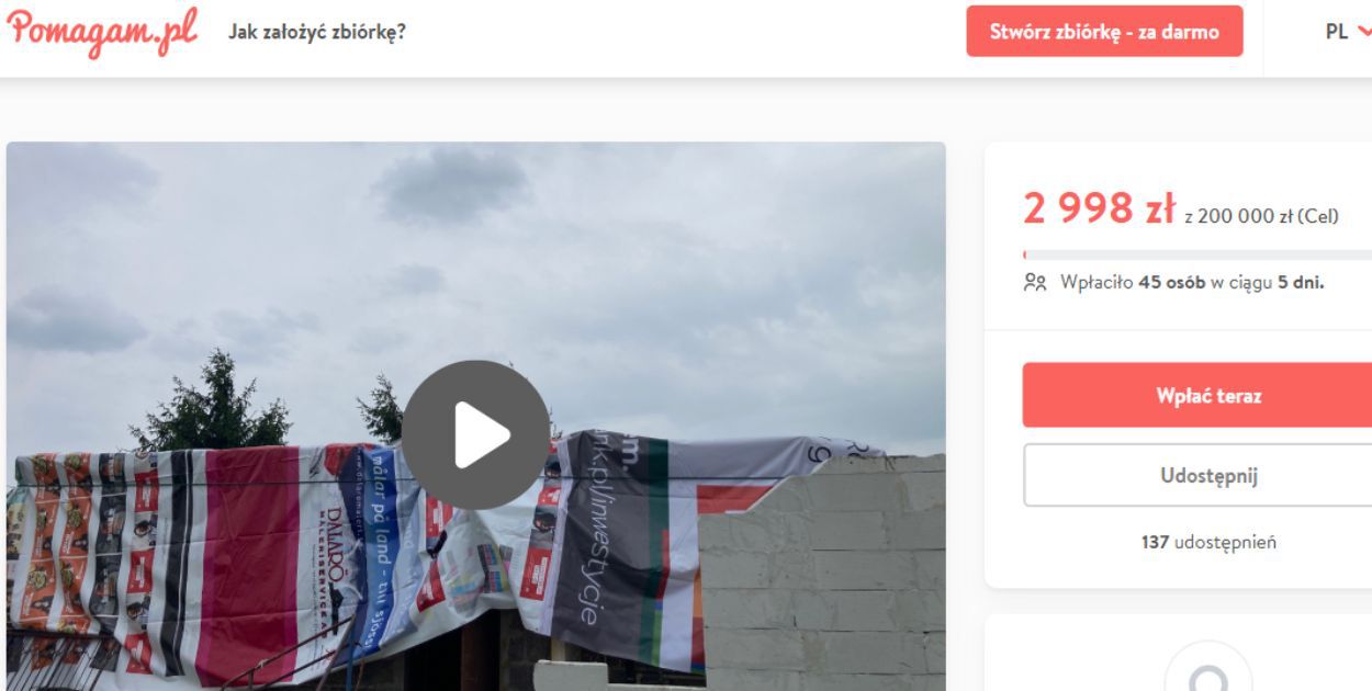 Zbiórka na odbudowę domu