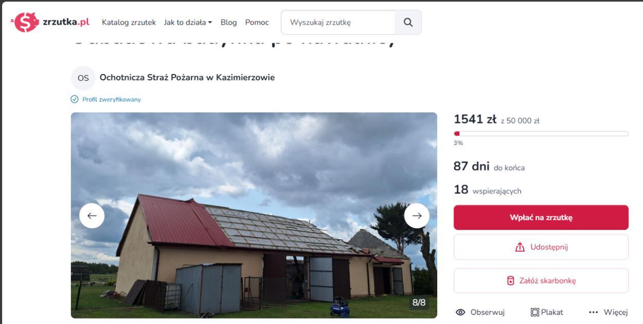 Zbiórka na odbudowę budynku