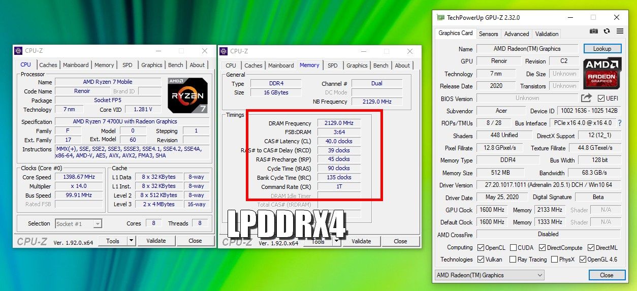 Acer Swift 3 - CPU-Z i GPU-Z