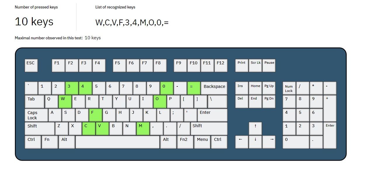 Steelseries Apex 3 TKL - 10 prawidłowo rozpoznanych klawiszy