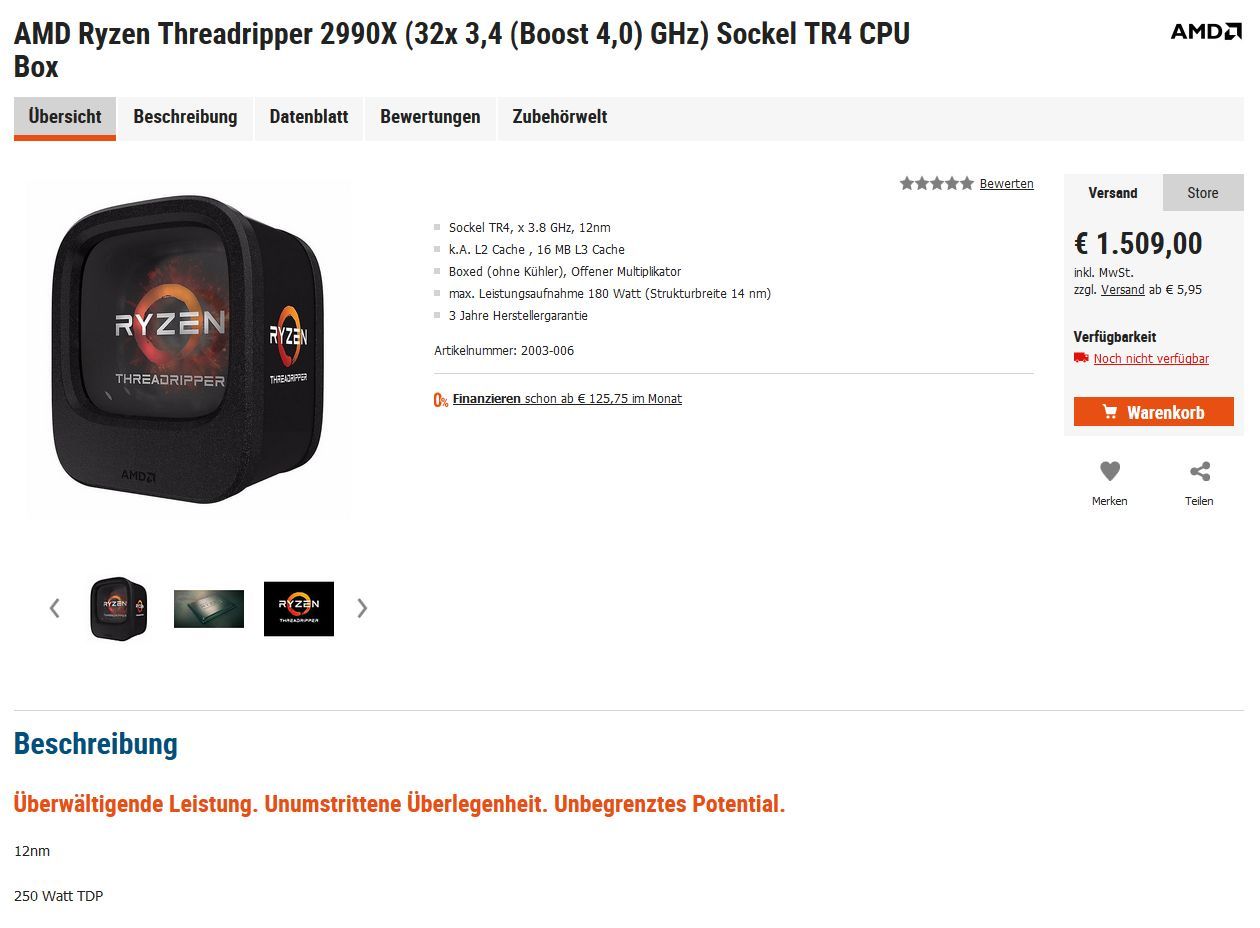 AMD Ryzen Threadripper 2990X - oferta przedsprzedaży
