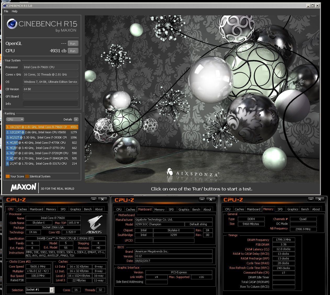 Intel Core i9-7960X - rekord w Cinebench R15