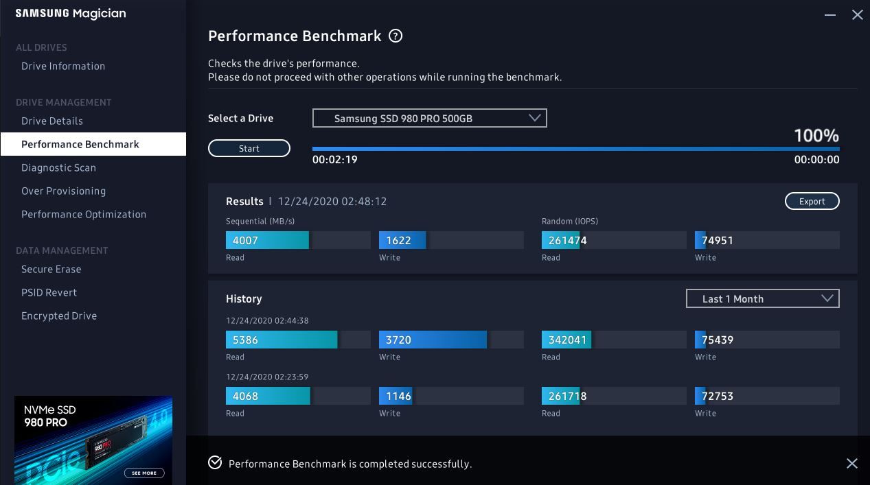 Samsung 980 PRO - zaniżony zapis