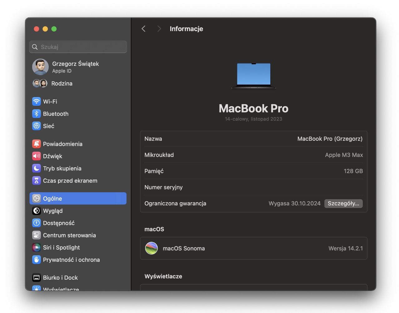 MacBook Pro m3 max specyfikacja
