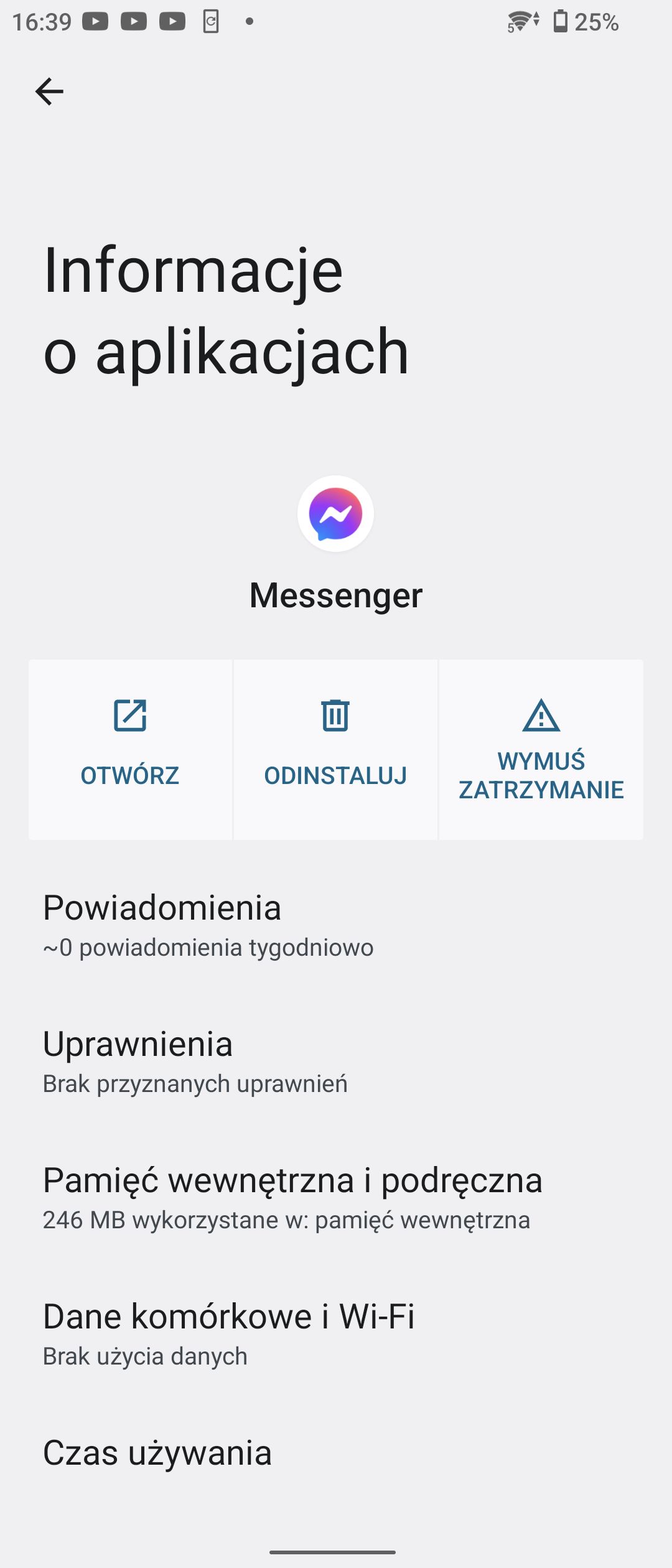 Messenger wylogowanie Android