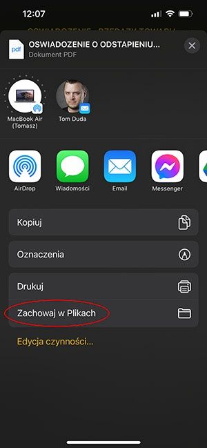 zachowaj podpisany dokument PDF w plikach