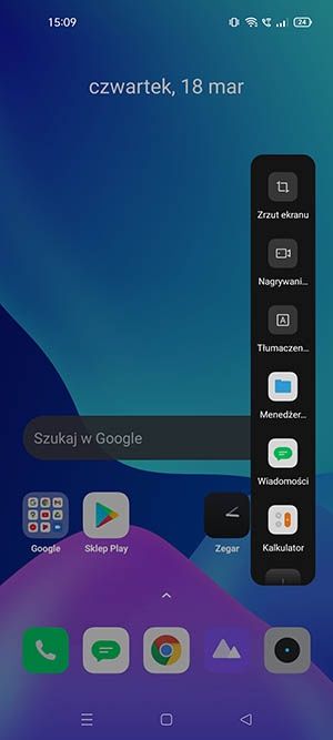 pasek boczny realme UI