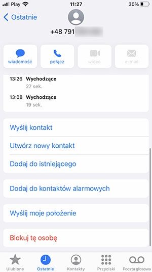 blokowanie numeru telefonu na iPhone 2