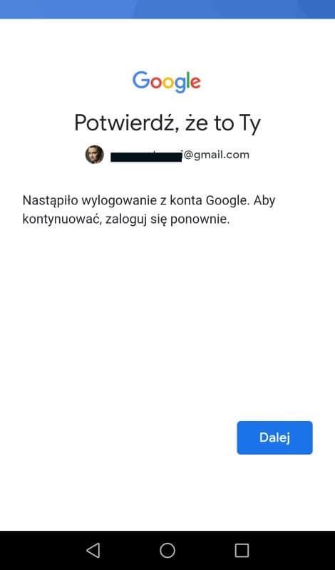 komunikat o wylogowaniu z konta po usunięciu FRP