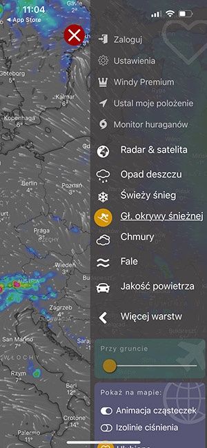 Windy - gdzie jest śnieg