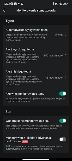 Amazfit - automatyczny pomiar pulsu