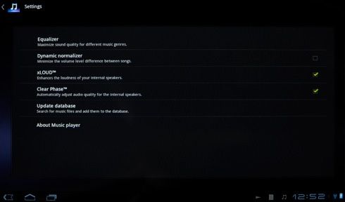 Sony Tablet S - audio setings
