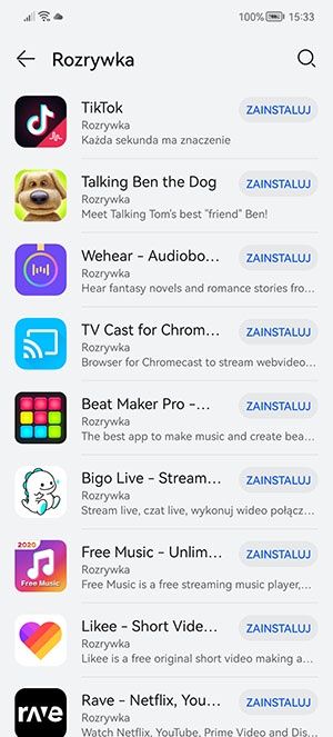 AppGallery aplikacje