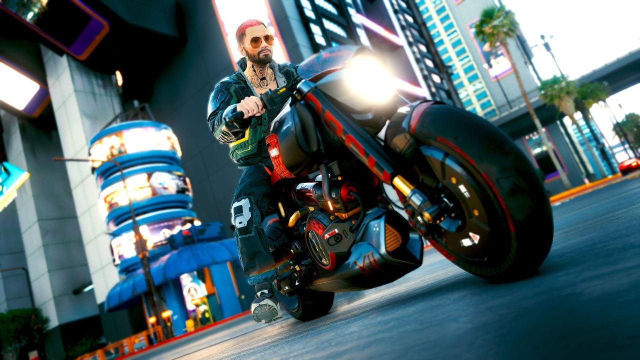 Cyberpunk 2077 motocykl postać