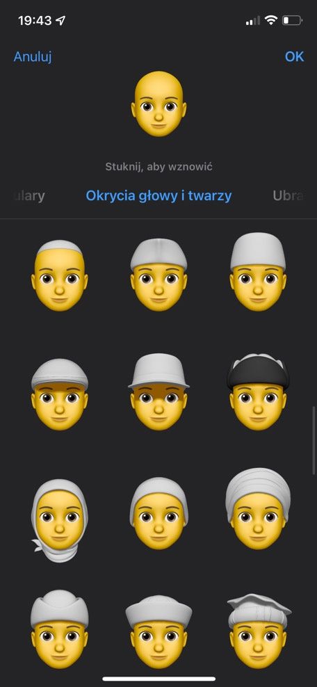 nowe emoi ios 15 okrycia głowy