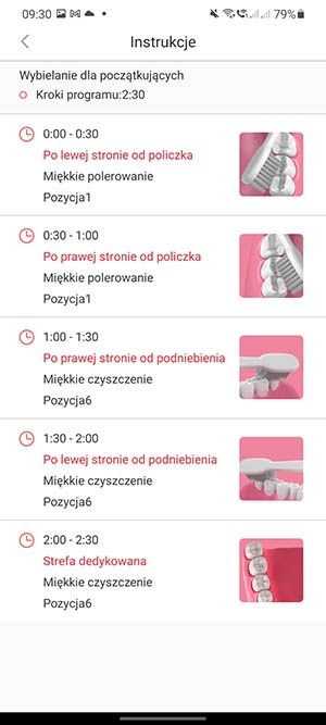 Oclean instrukcja mycia zębów