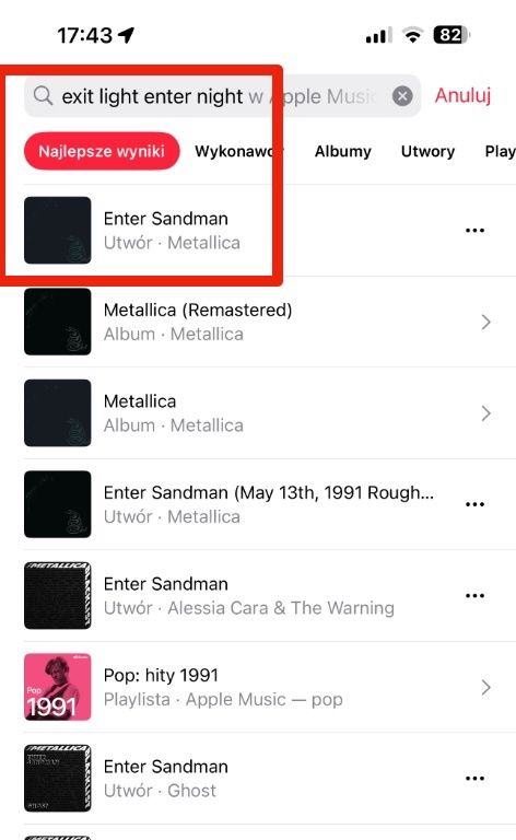 Apple Music wyszukiwanie