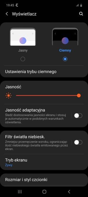 Samsung Galaxy M31s ustawienia wyświetlacza