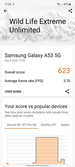 Galaxy A53 5G 3DMark Wild Life Extreme Unlimited