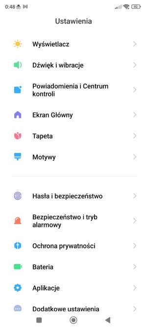 POCO M5 system ustawienia