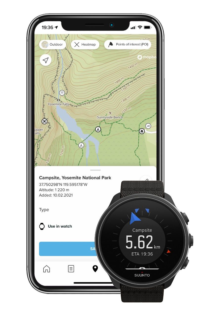 Suunto 9 Baro Titanium - tworzenie POI w nawigacji Komoot