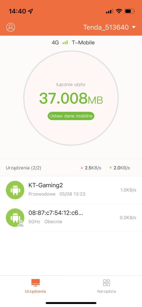 Tenda 4G07 - aplikacja 1/3