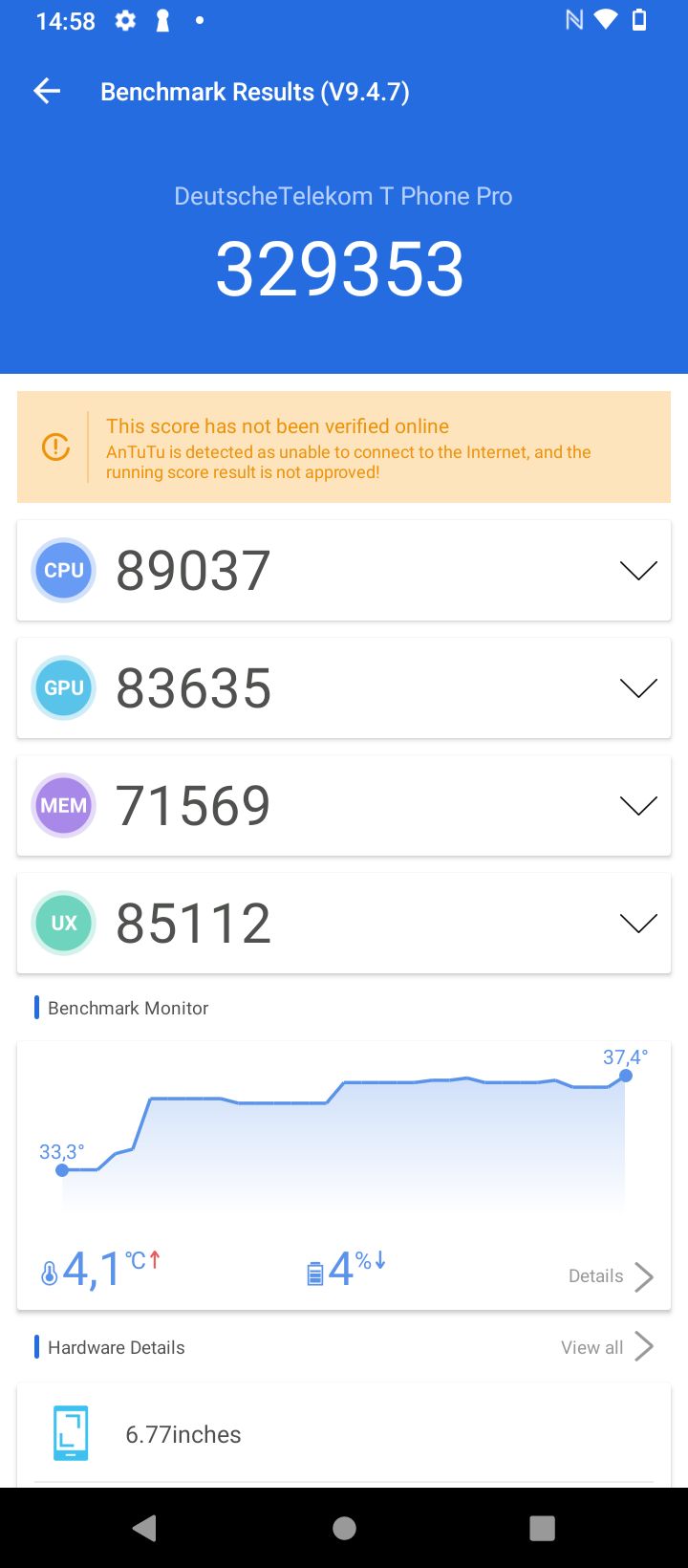 T Phone Pro 5G benchmark