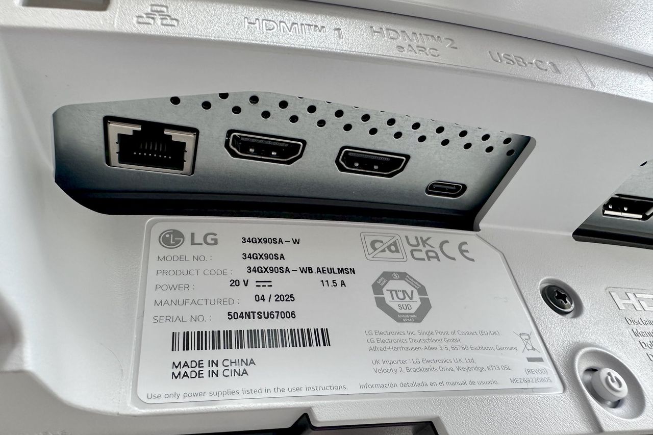 LG UltraGear 34GX90SA - złącza po lewej