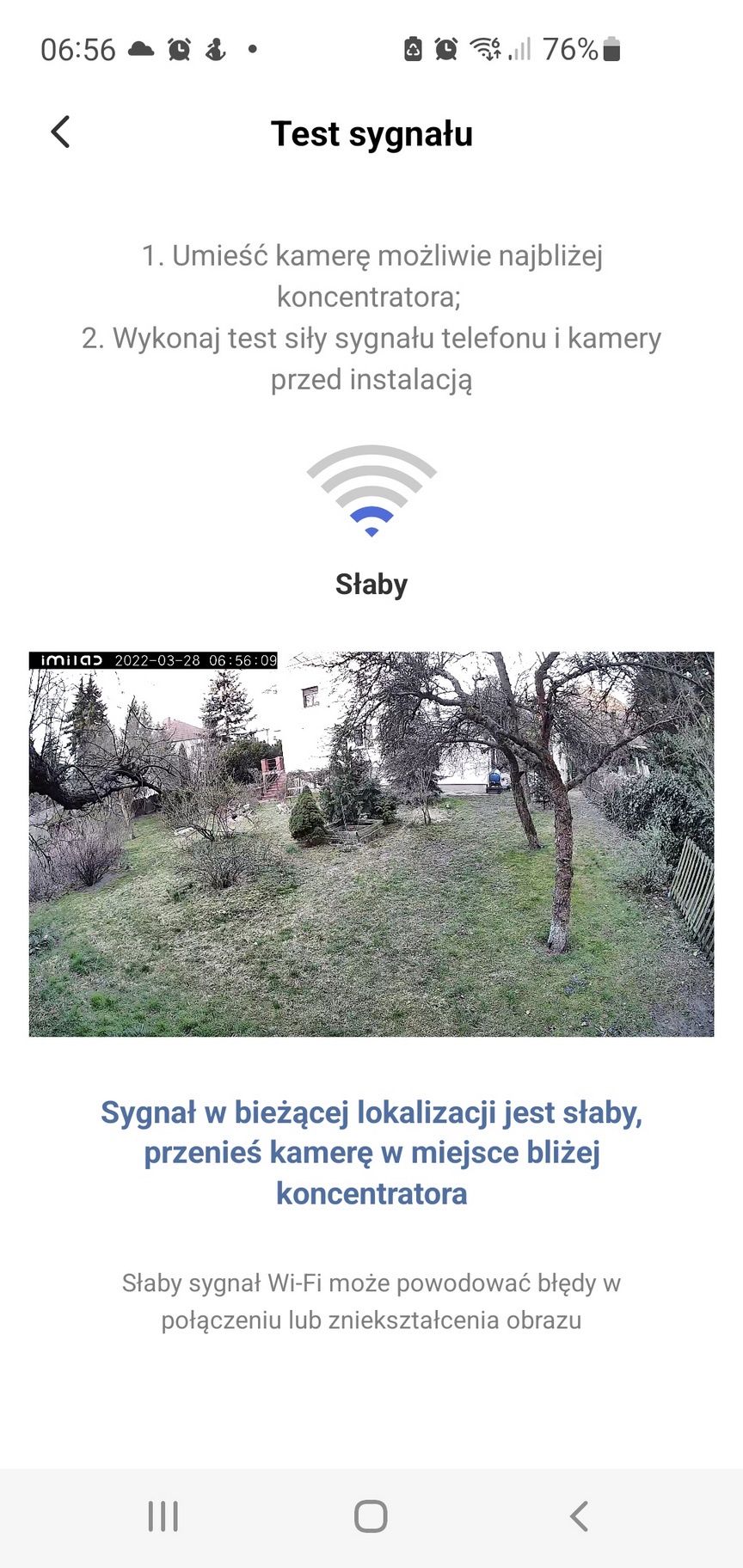 IMILAB EC4 - słaby wynik testu sygnału