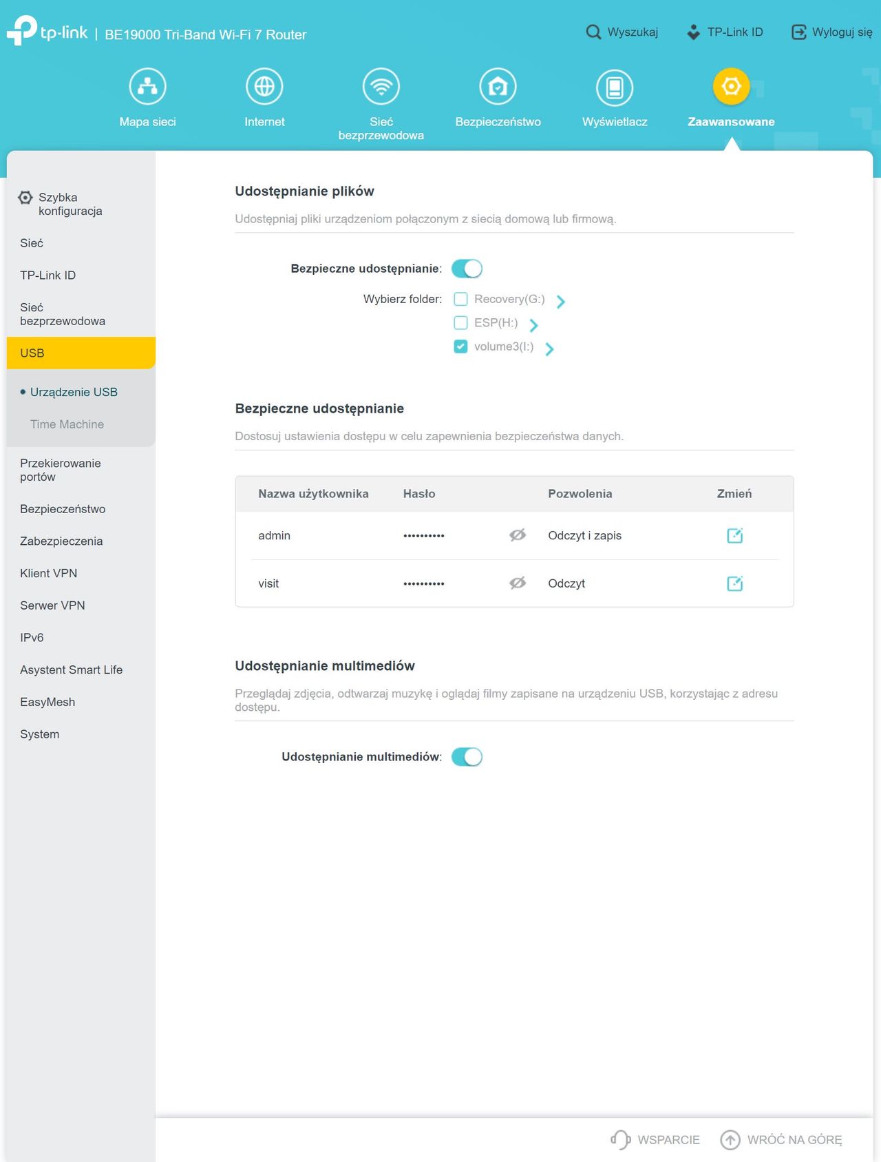 TP-Link Archer BE800 - ustawienia dodatkowe 2