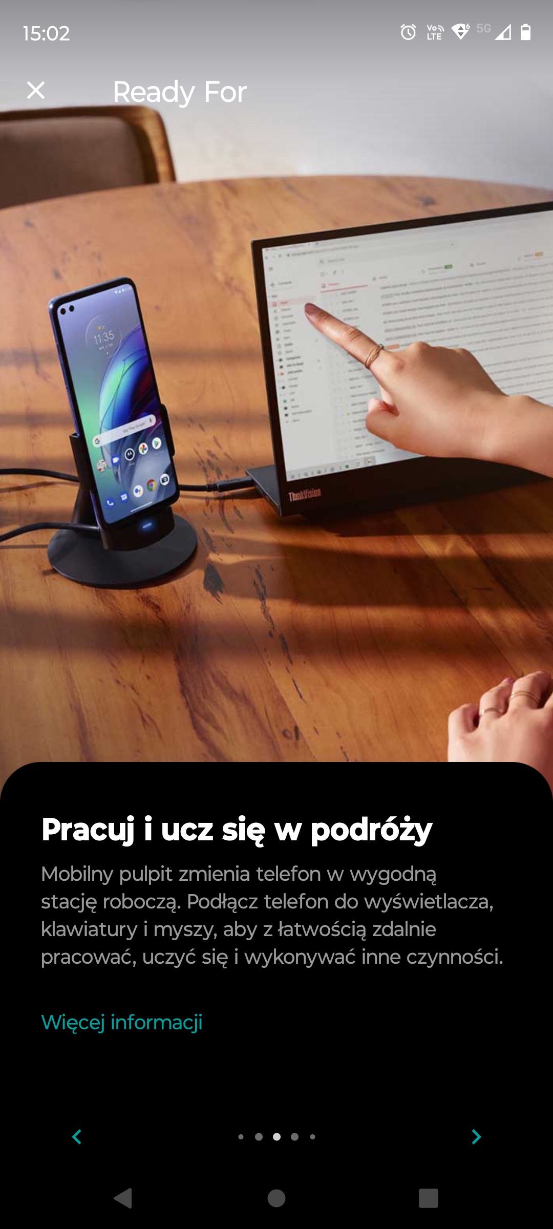 Motorola Edge 40 - podpowiedzi dotyczące mobilnego pulpitu i Ready For