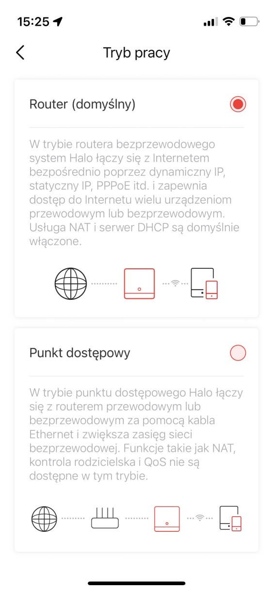 Mercusys Halo H50G - tryb pracy
