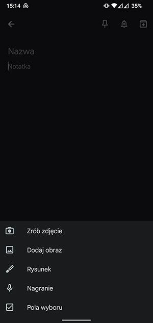 skaner OCR w Google Keep