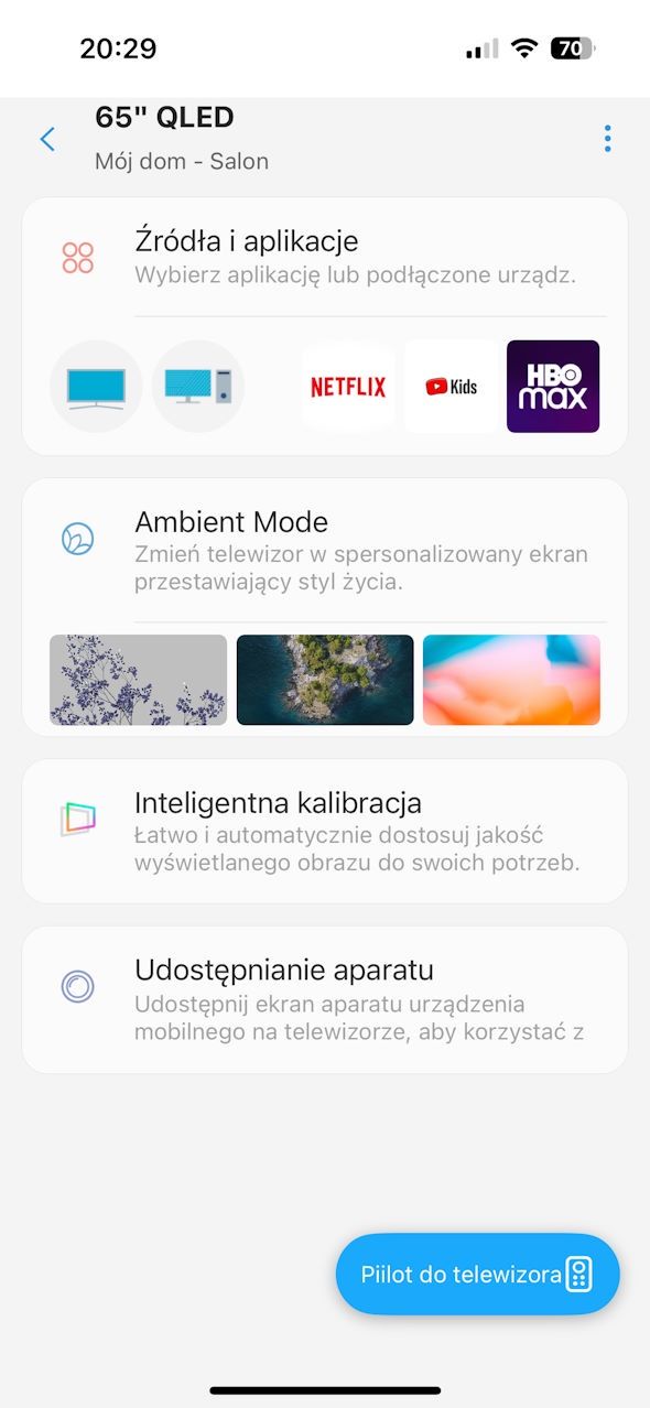 Samsung QLED 65Q77C - aplikacja mobilna SmartThings 2