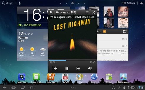 Samsung Galaxy Tab 8.9 - mini mode tray