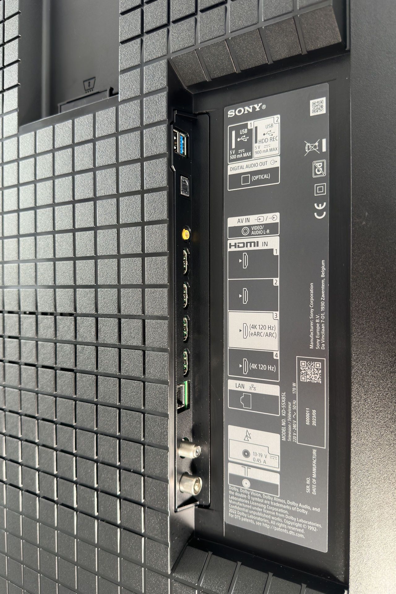 Sony KD-55X85L - złacza audio-wideo