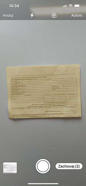 skanowanie aparatem do PDF w iPhone