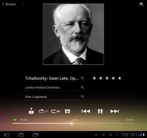 Sony Tablet P - muzyka