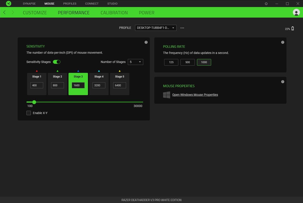Razer DeathAdder V3 Pro - ustawienia rozdzielczości myszki