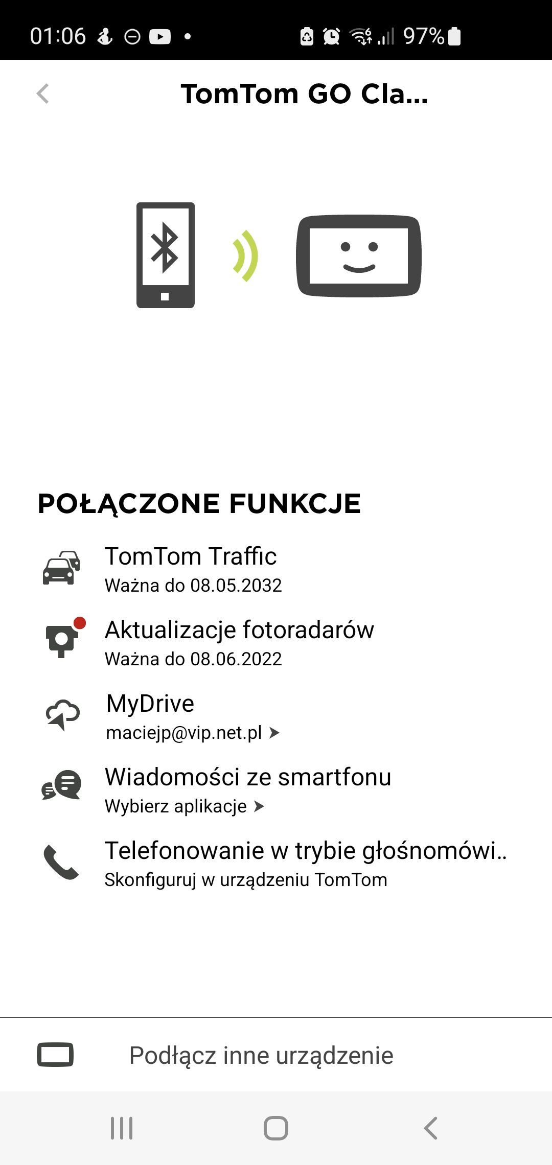 TomTom Classic Go 5 - sparowanie nawigacji z aplikacją MyDriveEU